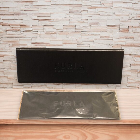 FURLA Eyewear Hard Case Black, Triangle, Velveteen Interior with Lens Cloth NWOT main image 4